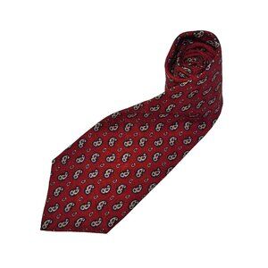 Liberty Of London Tie Mens‎ Necktie Red Paisley Silk Handmade USA Office Preppy